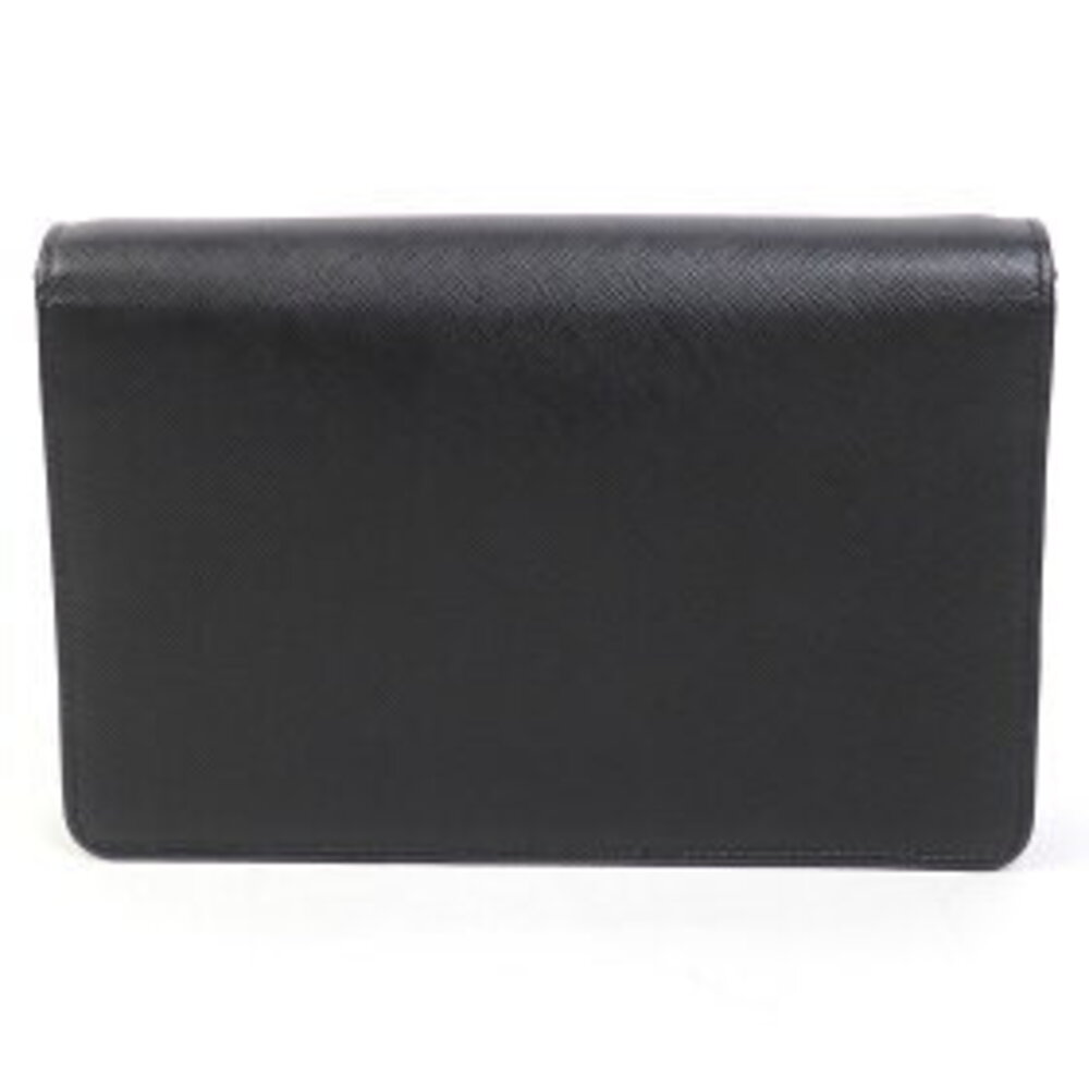 Prada Leather Black Monochrome Crossbody Bag Logo Chain Saffiano Shoulder NZV - Picture 3 of 7